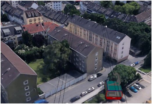 Gebäudeüberfahrt in der unteren Südstadt im Bereich Gambrinusstraße / Malzstraße (Google Earth)