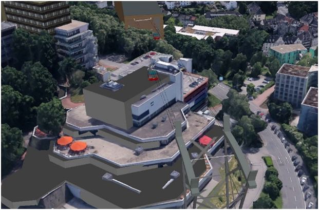 Überfahrt der Uni-Mensa: Gebäude mit Großküche (Google Earth)